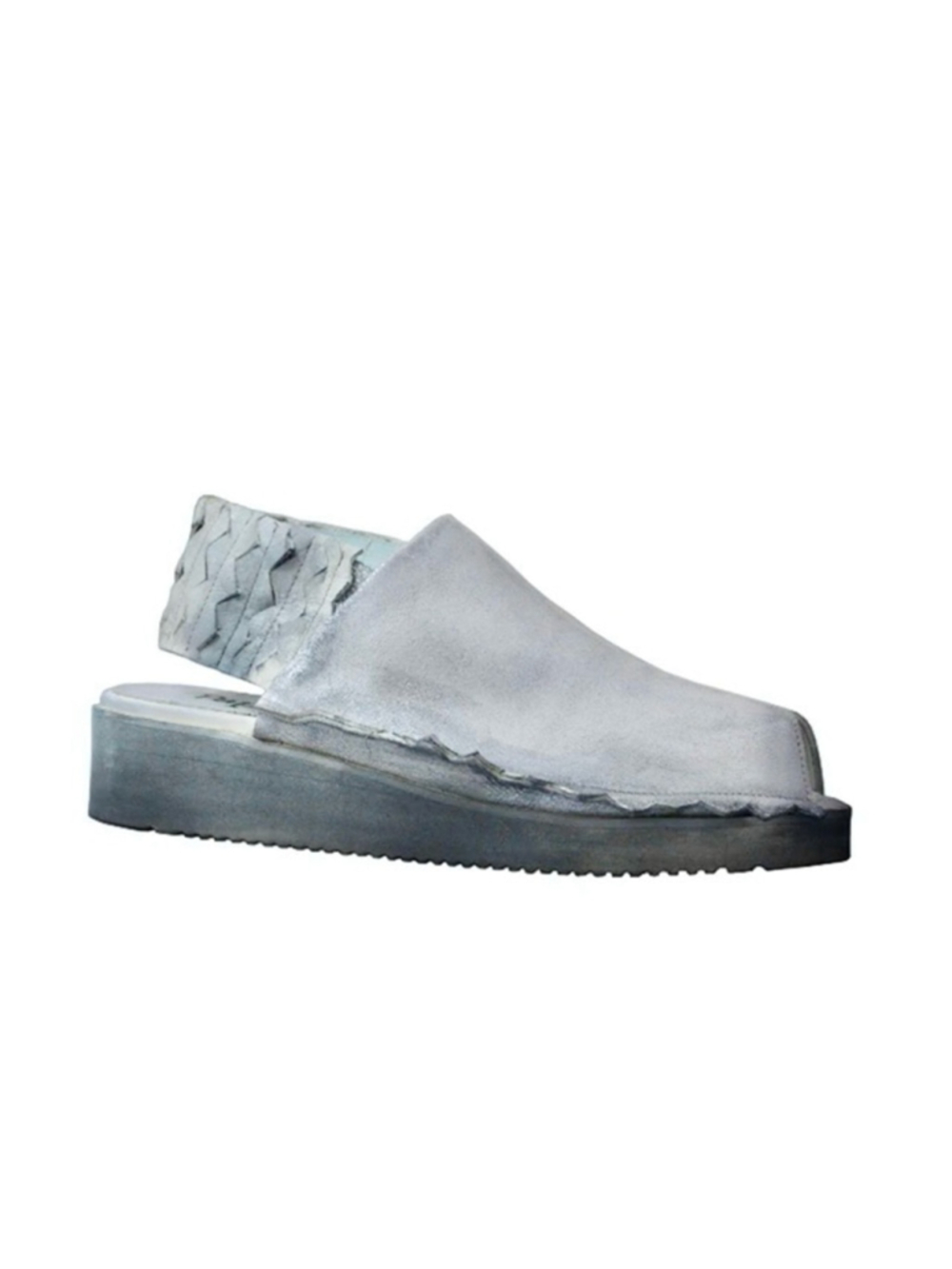 NEW Papucei Holdin’ On Ice Blue Metallic Leather Sling Back Mule Size 39